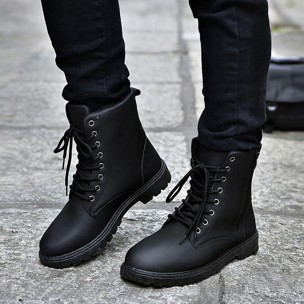 Férfi eco bőr csizma fűzővel