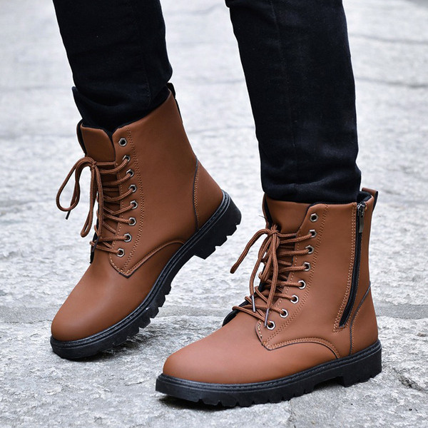 Férfi eco bőr csizma fűzővel