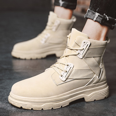 Ανδρικές έκο δερμάτινες μπότες με κορδόνια