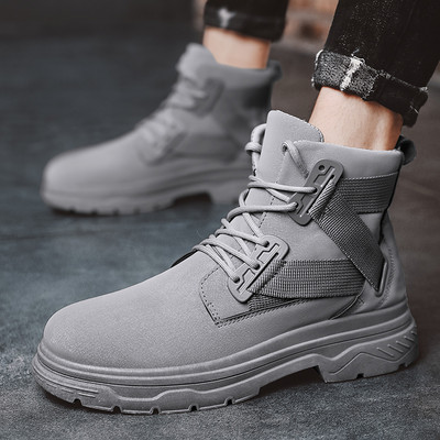 Ανδρικές έκο δερμάτινες μπότες με κορδόνια