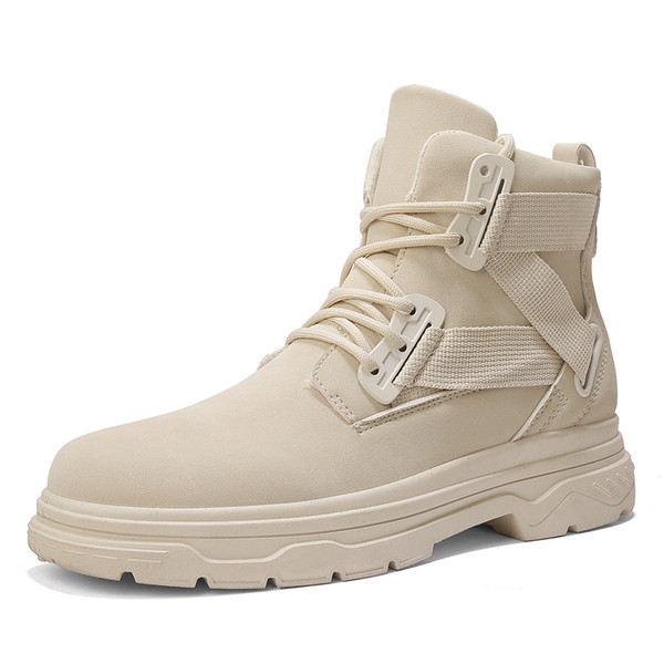 Ανδρικές έκο δερμάτινες μπότες με κορδόνια