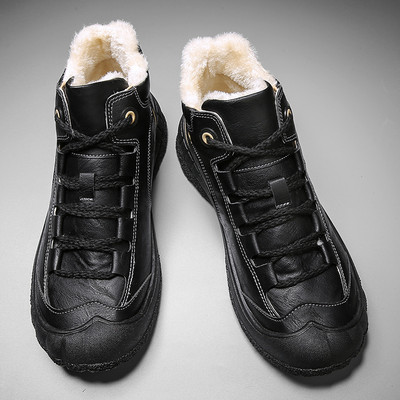 Műbőrből készült, fűzős férfi szabadidős téli cipő