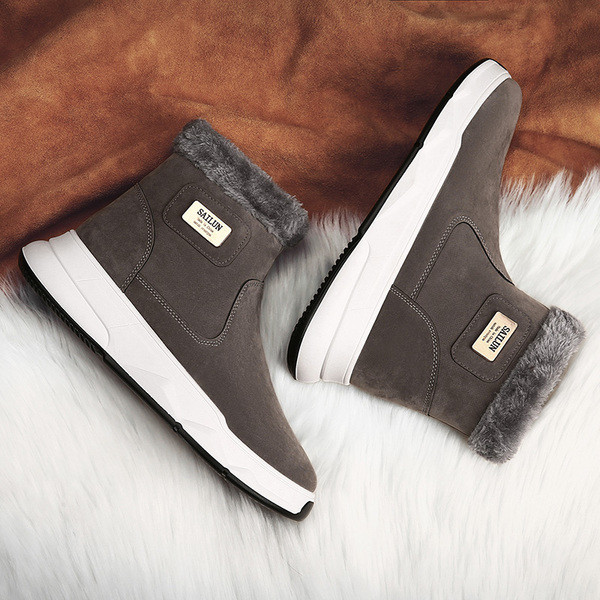 Öko-seemisnahast meeste talvesaapad sulestikuga