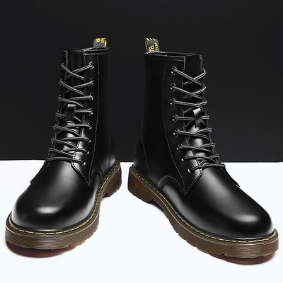 Muške čizme od eko kože sa grubim đonom i vezicama