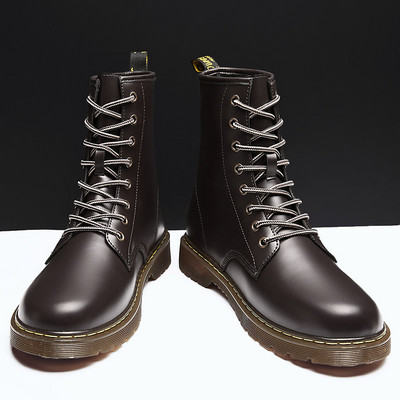 Muške čizme od eko kože sa grubim đonom i vezicama