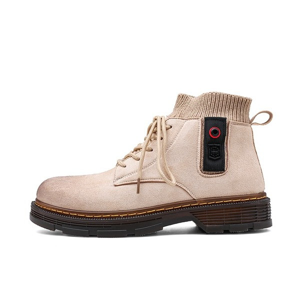 Χειμερινές ανδρικές μπότες από οικολογικό σουέτ με κορδόνια και επίπεδη σόλα