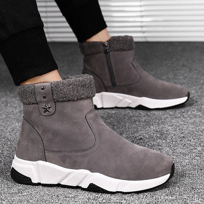 Μοντέρνες ανδρικές μπότες με φερμουάρ και ζεστή επένδυση - από οικολογικό σουέτ