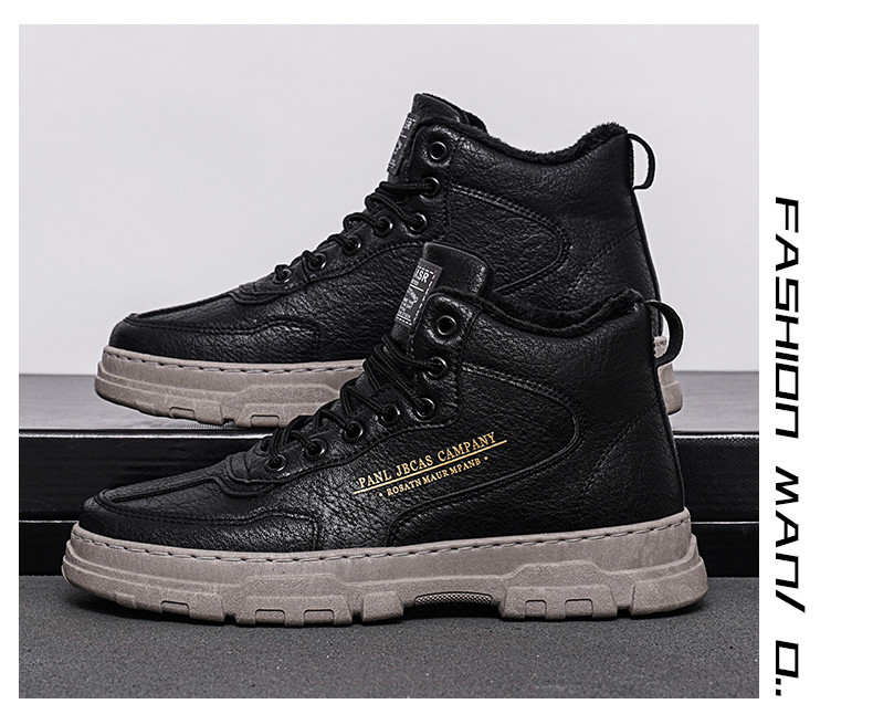 Eko bőrből készült téli csizma fűzővel és meleg béléssel