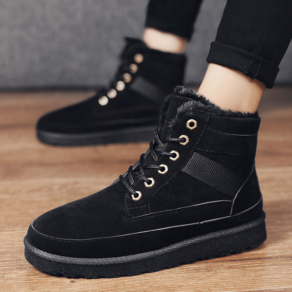 Alkalmi férfi meleg csizma fűzővel és lapos talppal