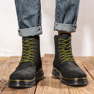 Ανδρικά eco σουέτ μπότες με κορδόνια