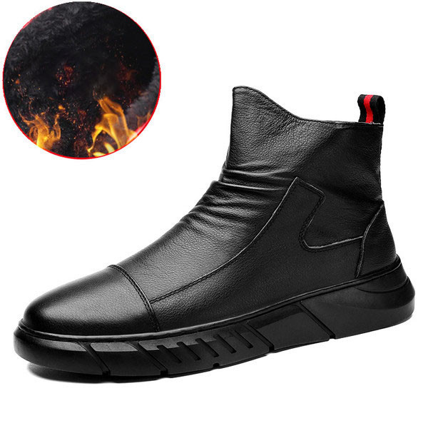 Meeste nahast saapad luku ja lameda tallaga