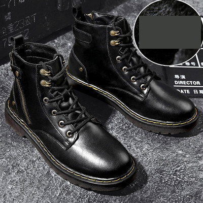 Casual έκο δερμάτινες μπότες με φερμουάρ για άντρες σε μαύρο χρώμα