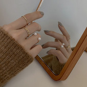 Σετ γυναικείων δαχτυλιδιών με διακοσμητικές πέρλες