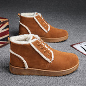 Modern férfi velúr csizma meleg béléssel és fűzővel