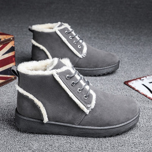 Modern férfi velúr csizma meleg béléssel és fűzővel