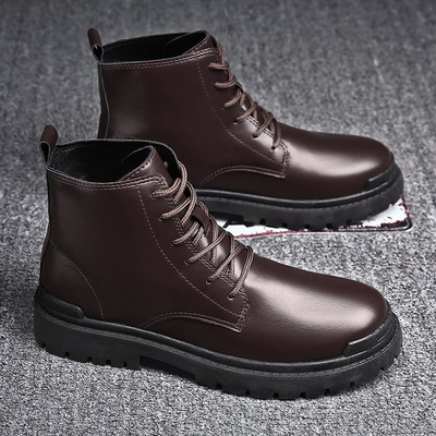 Téli férfi csizma tiszta öko bőrből, fűzővel