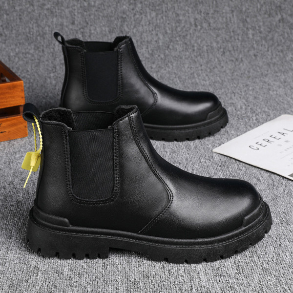 Χειμερινές ανδρικές μπότες από οικολογικό δέρμα σε μαύρο χρώμα