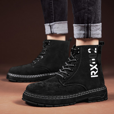 Φθινοπωρινές μπότες με φερμουάρ και επιγραφές για άντρες