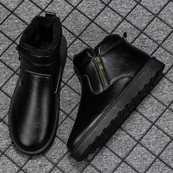 Modern férfi bőrcsizma cipzárral