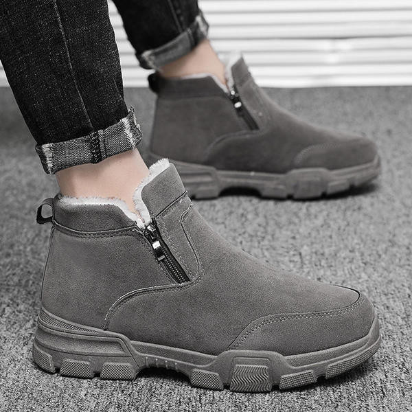 Meeste vabaaja seemisnahast saapad sooja voodri ja lukuga