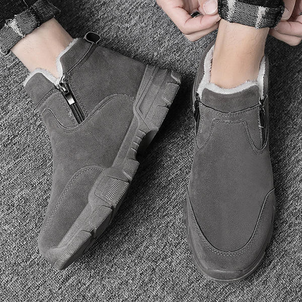 Meeste vabaaja seemisnahast saapad sooja voodri ja lukuga