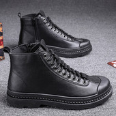 Új modell férfi bőrcsizma cipzárral és fűzős bézs és fekete színben