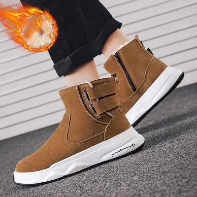 Ανδρικές casual μπότες με λουράκια βελκρό και φερμουάρ