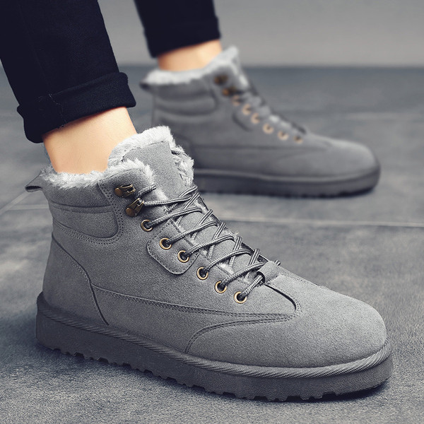 Öko velúrból készült téli férfi cipő meleg béléssel és fűzővel