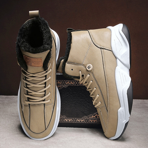 Muške čizme od eko kože sa grubim đonom i postavom