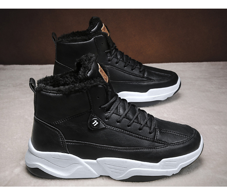 Muške čizme od eko kože sa grubim đonom i postavom