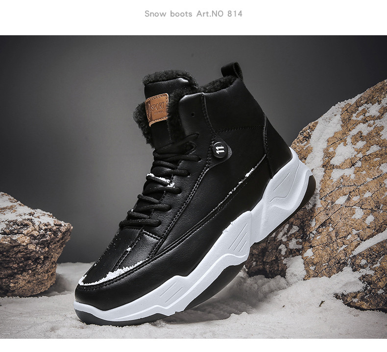 Muške čizme od eko kože sa grubim đonom i postavom