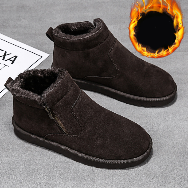 Muške čizme od eko brušene kože s toplom postavom