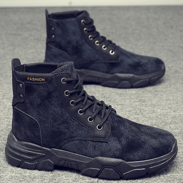 Modern férfi csizma retro stílusú fűzővel - télre alkalmas