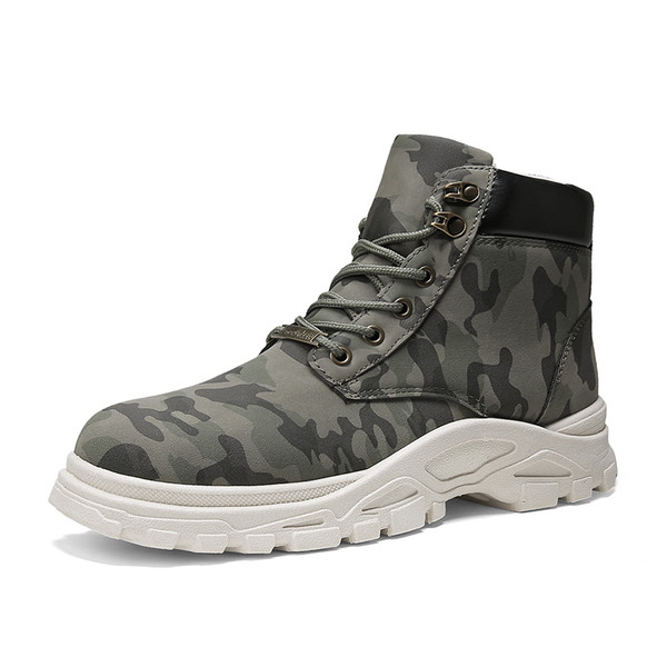 Kamuflaažimustriga ja kareda tallaga meeste saapad