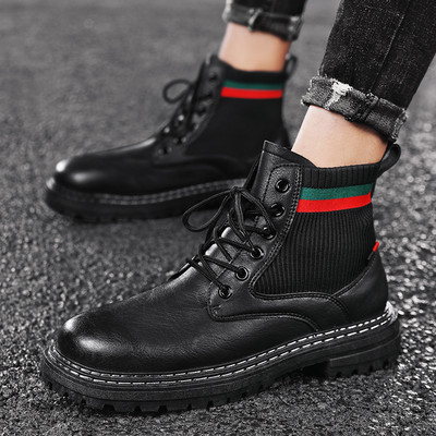 Praegused nööride ja lameda tallaga ökonahast meeste talvesaapad