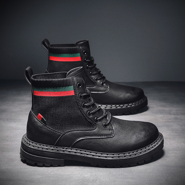 Praegused nööride ja lameda tallaga ökonahast meeste talvesaapad