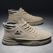 Férfi öko bőr csizma fűzővel és emblémával