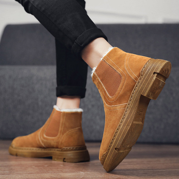 Alkalmi férfi velúr csizma meleg béléssel