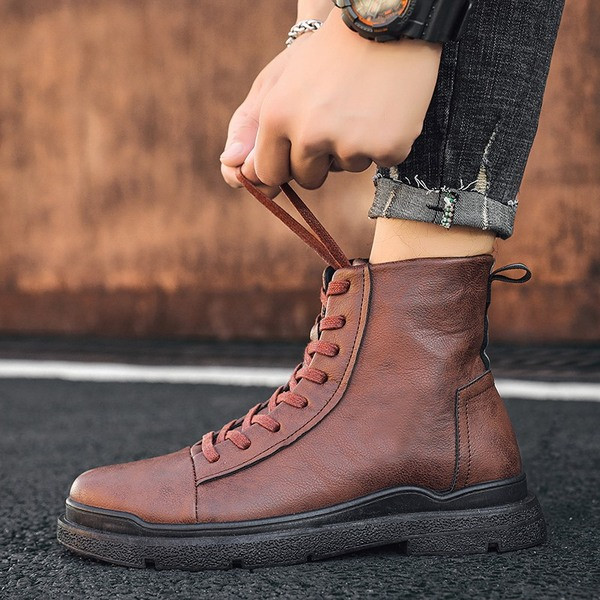 Férfi eco bőr csizma csúszásmentes talppal