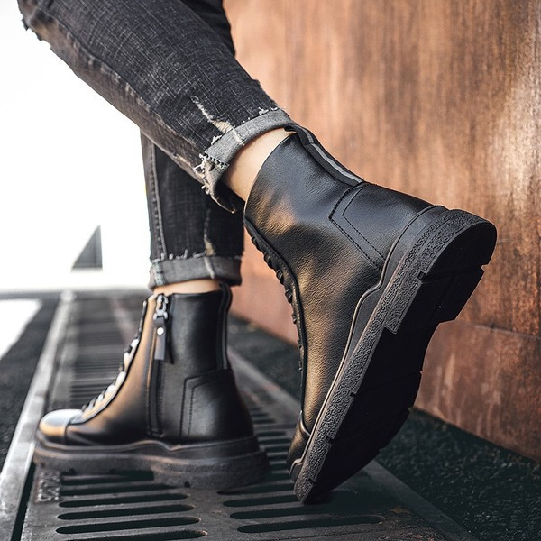 Férfi eco bőr csizma csúszásmentes talppal