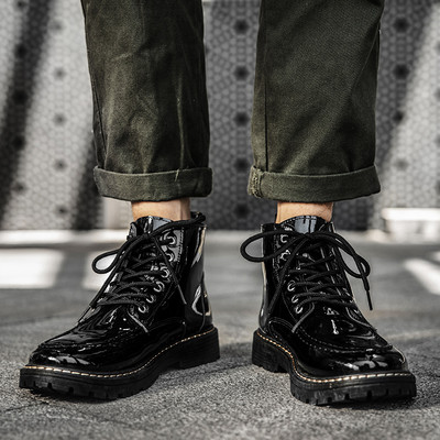 Muške lakirane čizme s vezicama