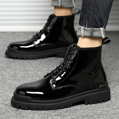 Bőr téli férfi csizma fekete fűzővel