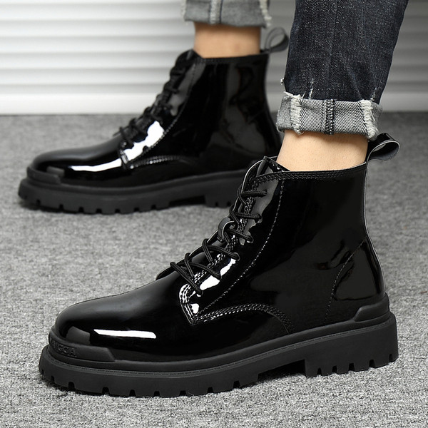 Bőr téli férfi csizma fekete fűzővel