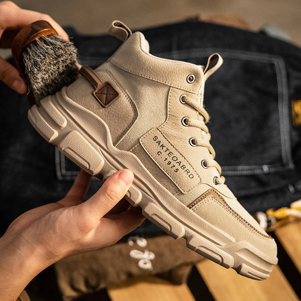 Férfi téli csizma fűzős - lapos talpú