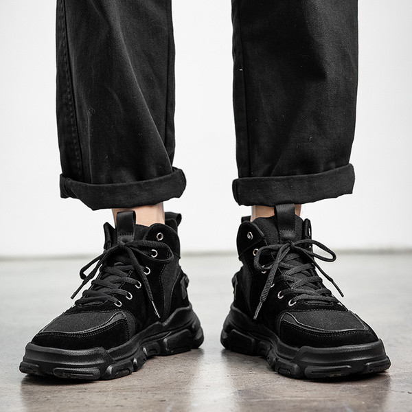 Férfi téli csizma fűzős - lapos talpú