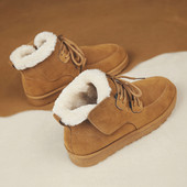 Muške moderne čizme od eko brušene kože s vezicama i toplom postavom