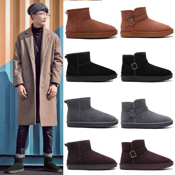 Casual ανδρικές μπότες σουέτ με επίπεδη σόλα και ζεστή επένδυση