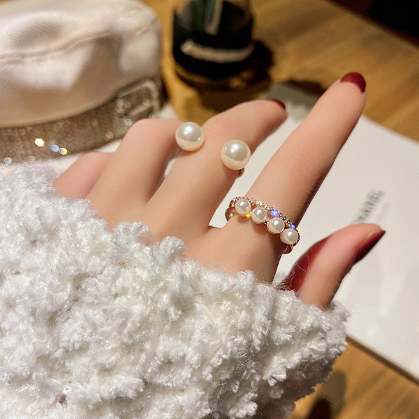 Naiste dekoratiivpärlitega sõrmuste komplekt