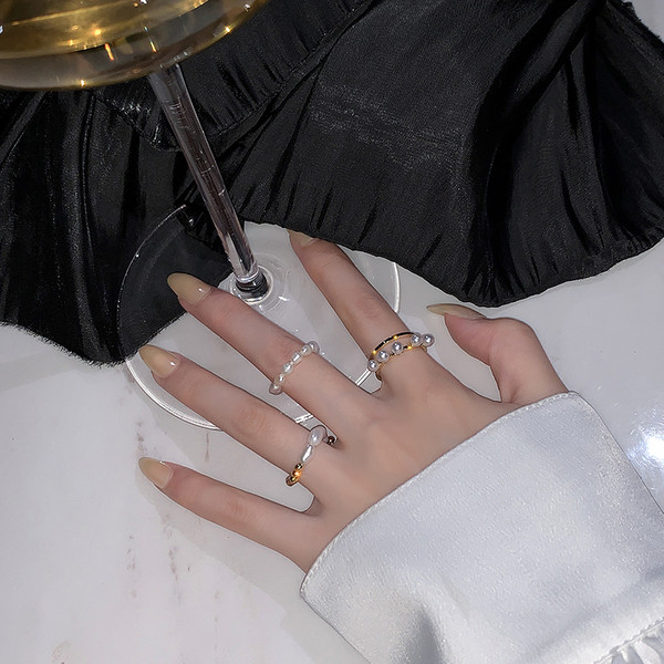 Σετ γυναικεία δαχτυλίδια με πέρλες