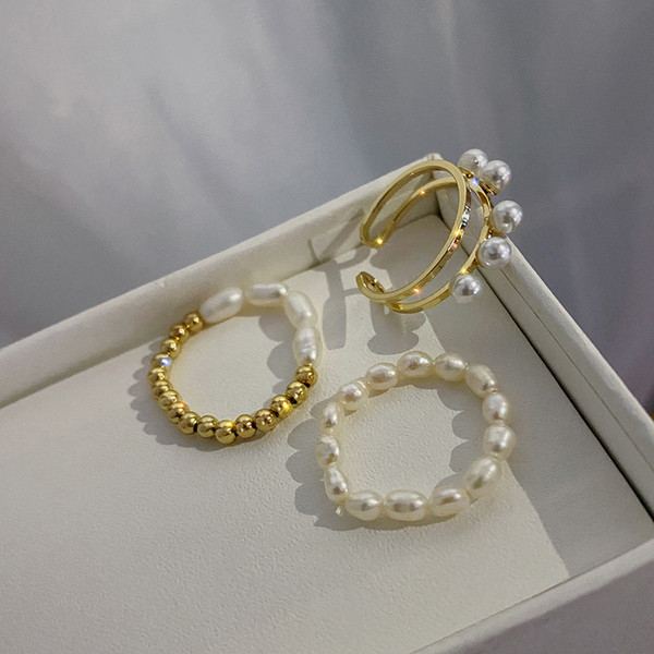 Σετ γυναικεία δαχτυλίδια με πέρλες